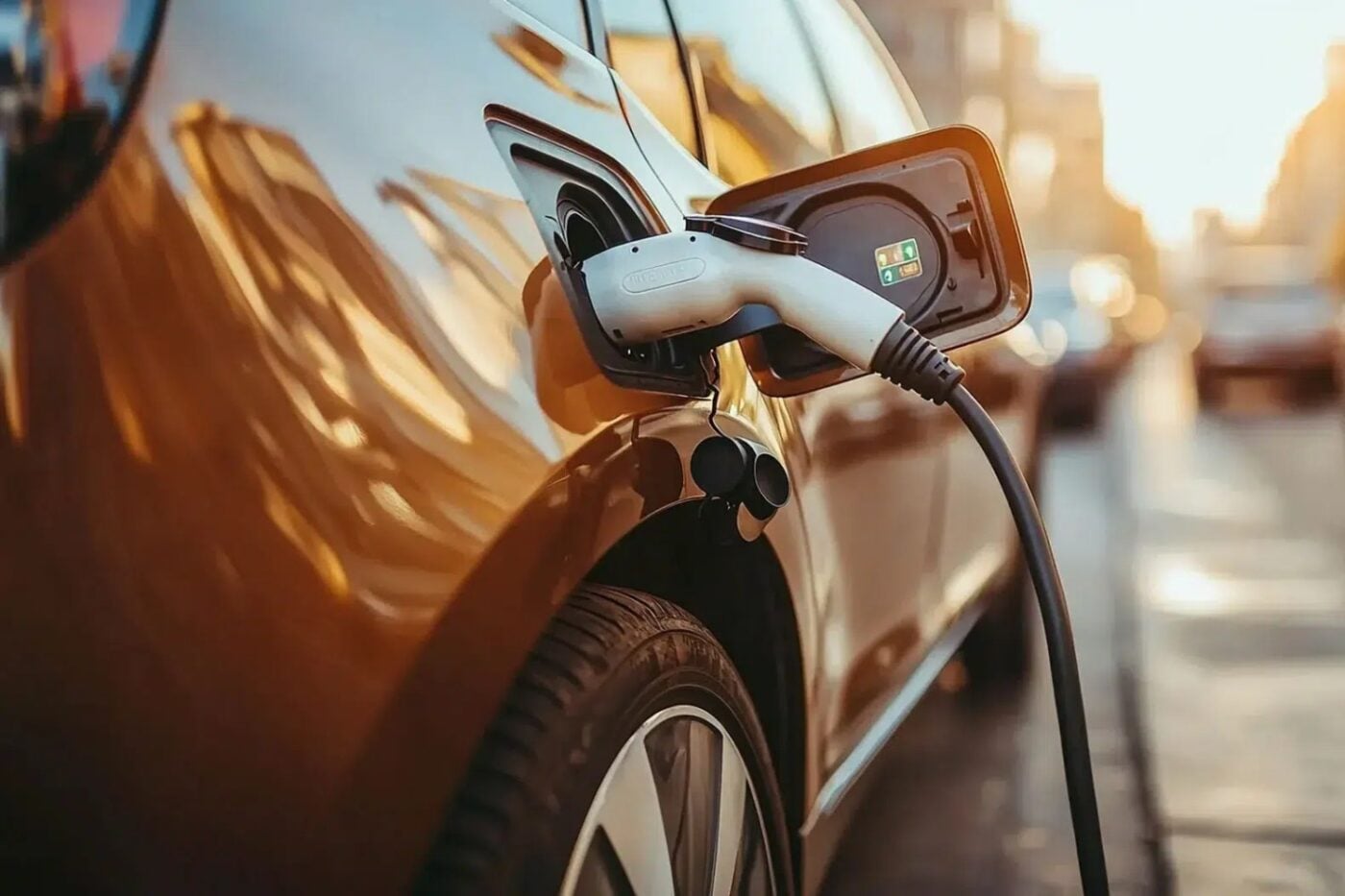 Hırvatistan'da bir elektrikli araç şarj istasyonu ve yanında park etmiş modern bir elektrikli otomobil