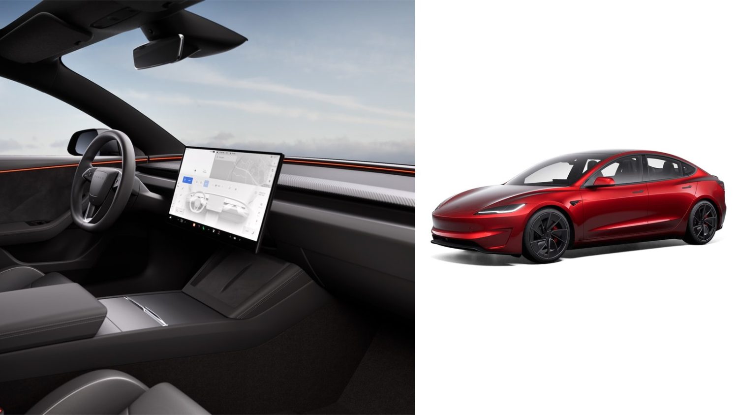 Tesla Model 3 iç mekanında büyük merkezi dokunmatik ekran