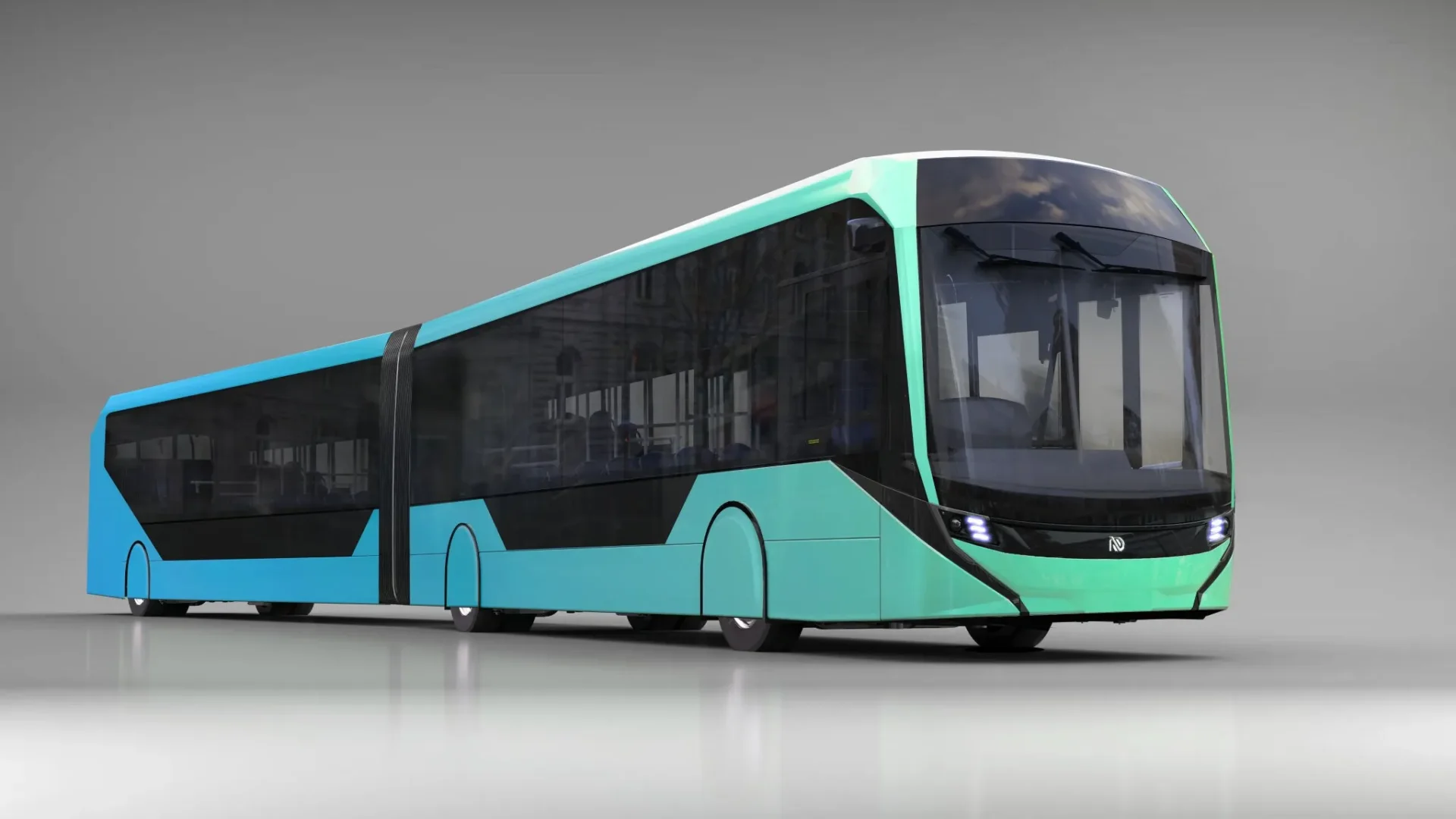 Tramvay tarzı elektrikli körüklü otobüsün şehir içi bir durakta görünümü